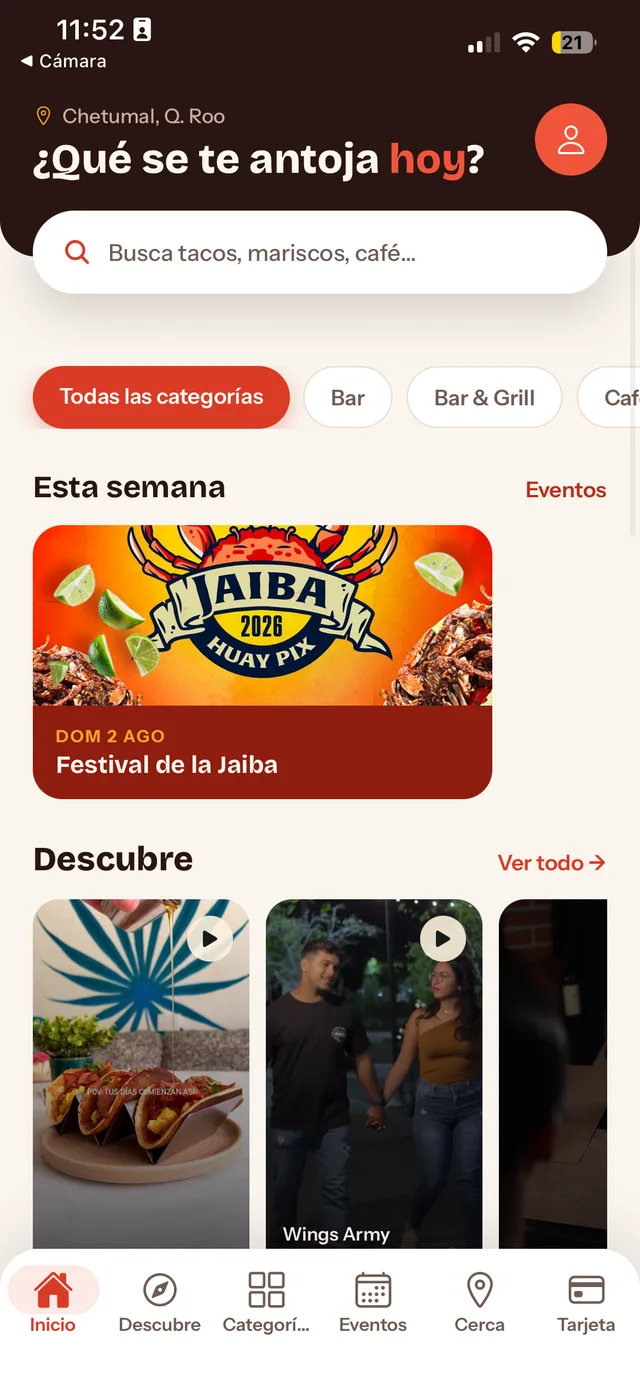 Pantalla de inicio de Sabor a Chetumal