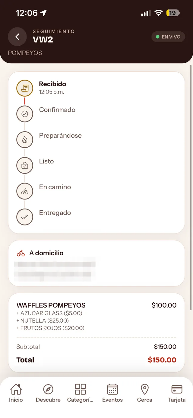 Seguimiento en vivo de un pedido
